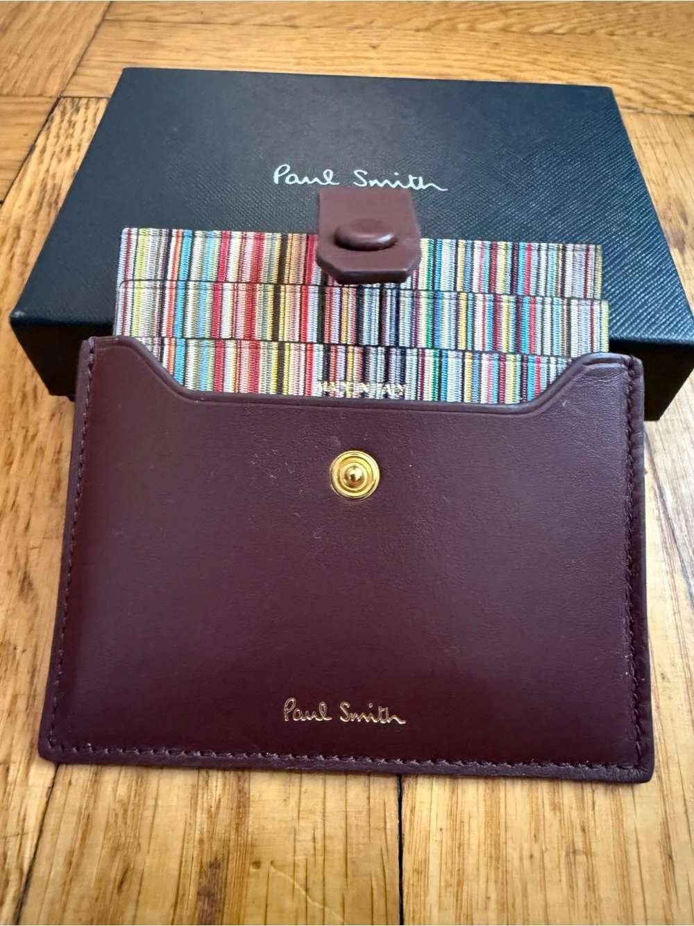 Paul Smith Leather Credit card Holder With ‘Signature Stripe’ Pull Out